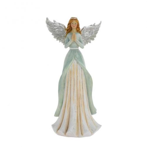Postavička anjel modliaci 28,5 cm poly mentolová