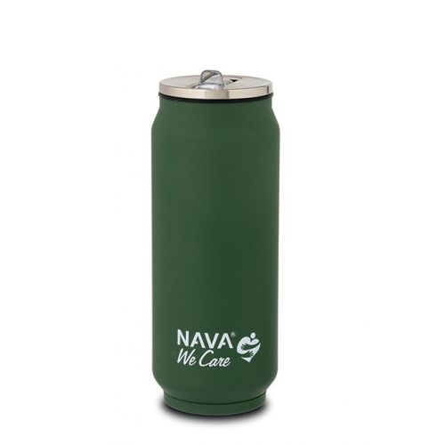Termohrnček so slamkou 500 ml nerez, zelený NAVA