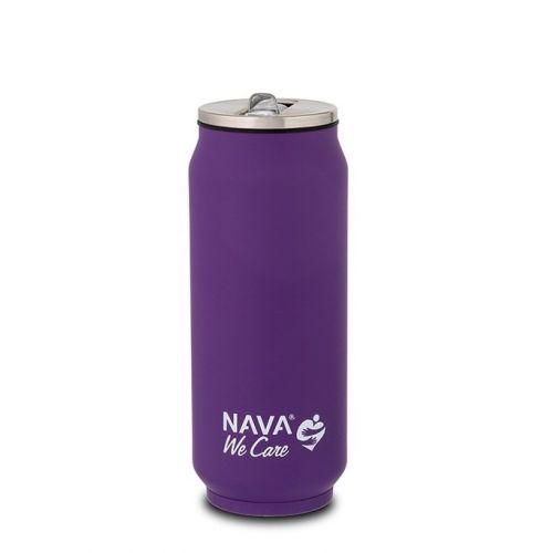 Termohrnček so slamkou 500 ml nerez, fialový NAVA