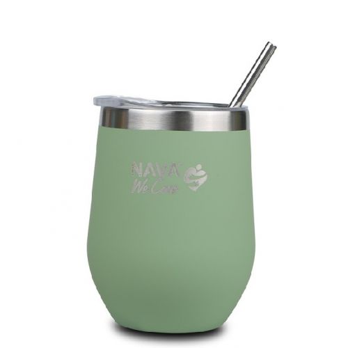 Termohrnček so slamkou 360 ml nerez, zelený NAVA