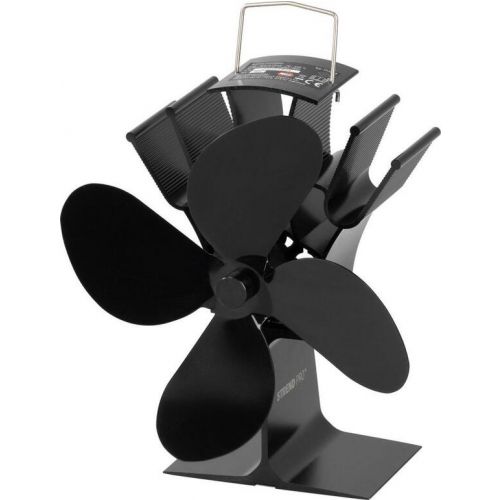 Ventilátor krbový stojanový, poháňaný teplom, 4-lopatkový, čierny