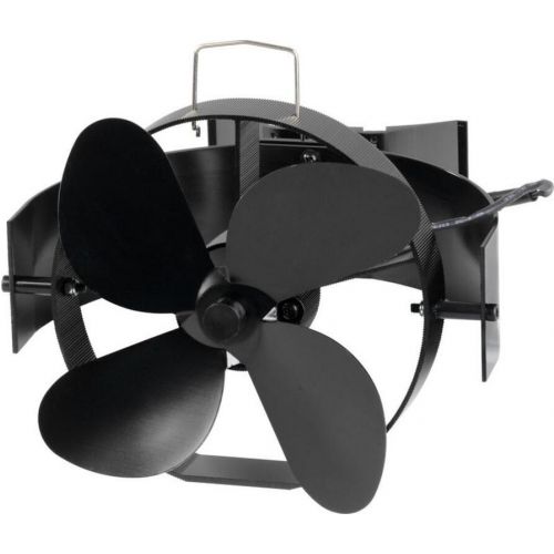 Ventilátor krbový s úchytom na dymovod a magnetom, poháňaný teplom, 4- lopatkový, čierny