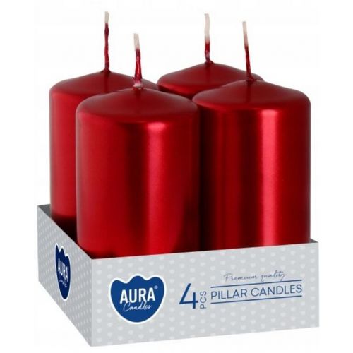 Sviečka adventná 4ks metal bordová 40/80