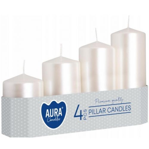 Sviečka adventná postupná 4ks metal perleťová 50/4