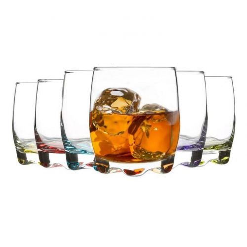 Pohár na whisky 290 ml ADORA sklo, farebné dno 6 ks sada