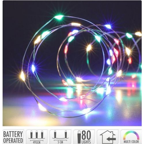 Svetlo vianočné 80 LED farebné,baterky, vnútorné
