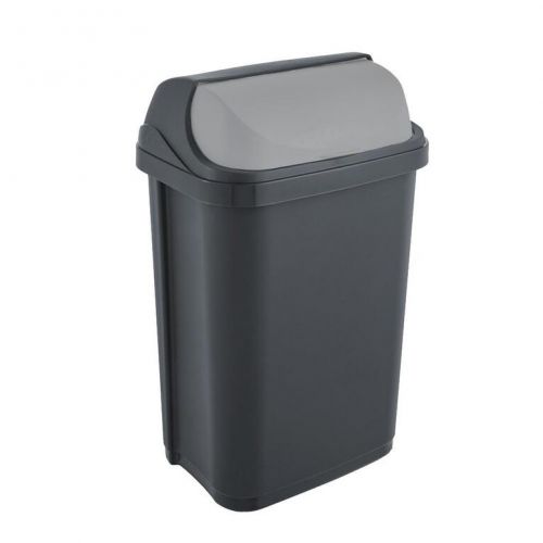 Kôš na odpad so zasúvacím vekom 25L, plastový, ROLL TOP, grafit