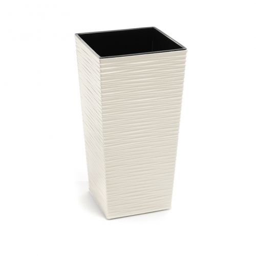 Kvetináč plastový, dĺžka strany 19cm, FINEZJA DLUTO, biely