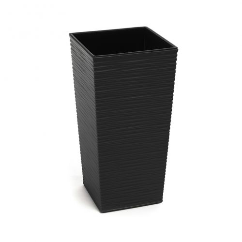Kvetináč vysoký plastový, dĺžka strany 19cm, FINEZJA DLUTO, grafit