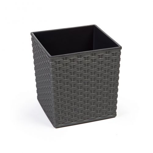 Kvetináč plastový, dĺžka strany 25cm, JUKA, imitácia ratanu, grafit