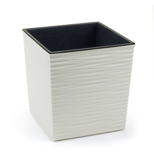 Kvetináč štvorcový plastový, 19cm, JUKA DLUTO, biely