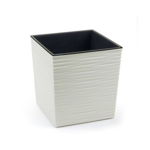 Kvetináč štvorcový plastový, 30cm, JUKA DLUTO, biely