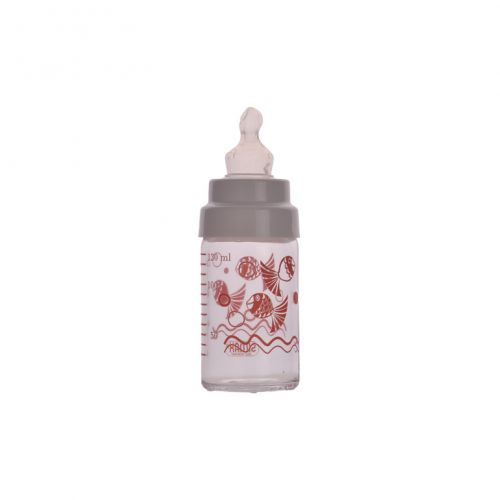 Fľaša kojenecká sklenená 125 ml mix dekor