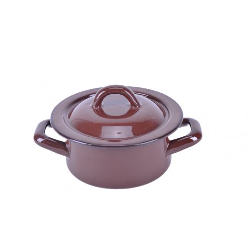 Kastrol s pokrievkou 12cm/0,5L, smalt, hnedý