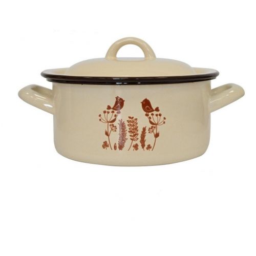 Kastról smaltovaný s pokrievkou, 4L, 22cm, dekor VTÁČIKY
