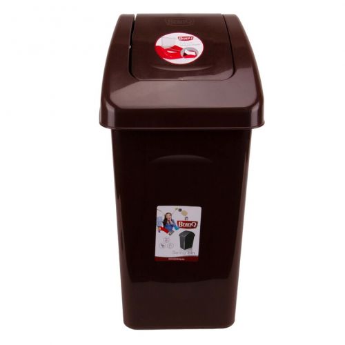 Kôš na odpad preklápací, 25L, plastový, SWING, hnedý