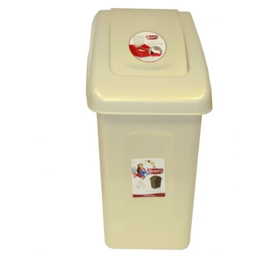 Kôš na odpad, preklápací 25L, plastový, SWING, krémový