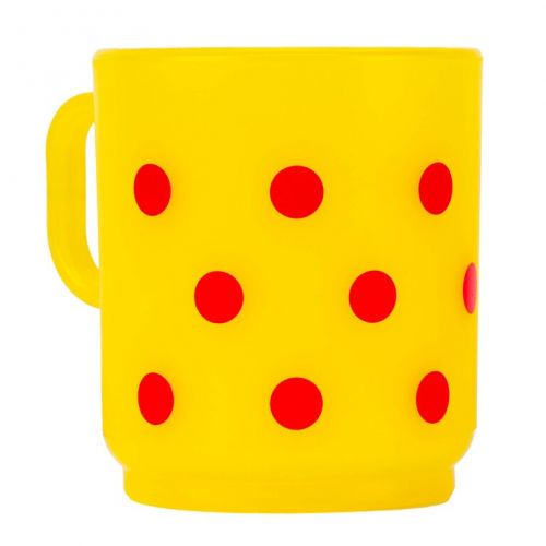 Hrnček plastový 250 ml, žltý, BODKY