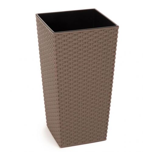 Kvetináč plastový, priemer 30cm, FINEZJA, hnedý ratan