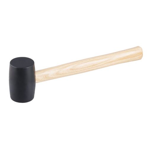 Kladivo gumové, 400g/55mm, čierne, drevená násada 