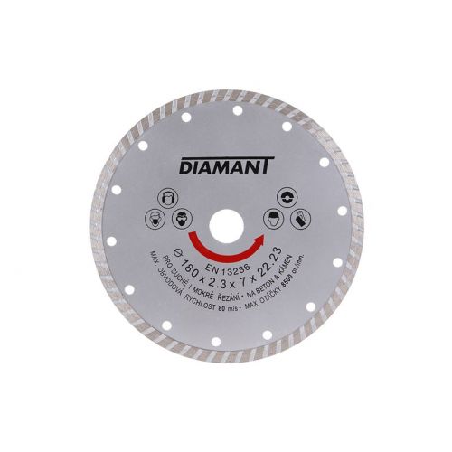 Kotúč diamantový, priemer 180x22mm, betón, TURBO