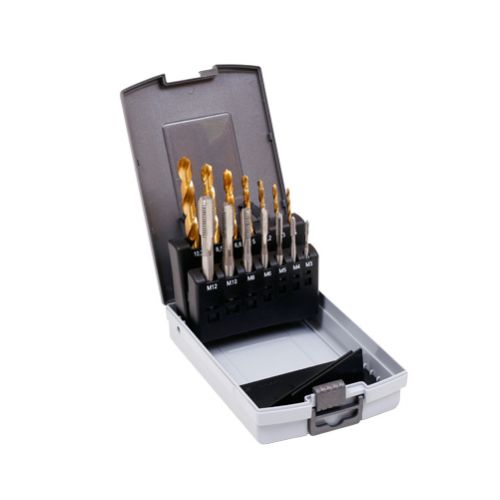Závitník HSS +vrták HSSTiN M3-M12mm, 14dielna sada