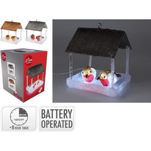 Dekorácia búdka vtáčia LED 18,5x16,5x23 cm s časovačom akryl mix