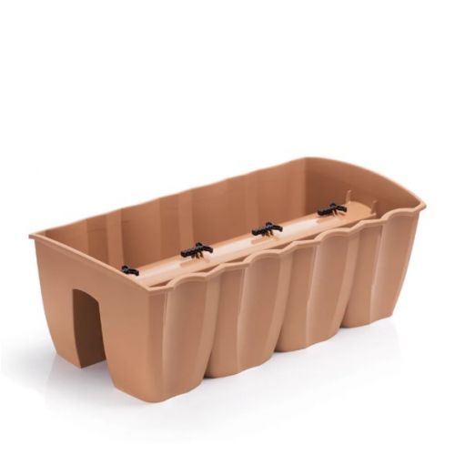 Truhlík plastový, závesný, dĺžka strany 58cm, na zábradlie, CROWN, terakota