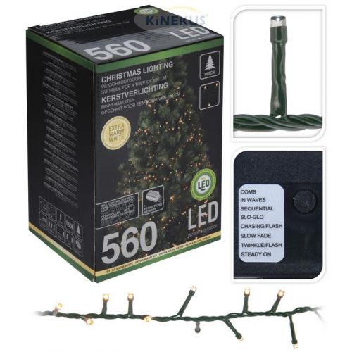 Svetlo vianočné 560 LED extra teplé, biele, dĺžka 11m, micro cluster, 180cm stromček