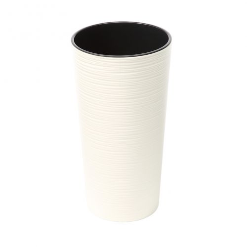 Kvetináč plastový vysoký, priemer 19cm, LILIA DLUTO, krémový