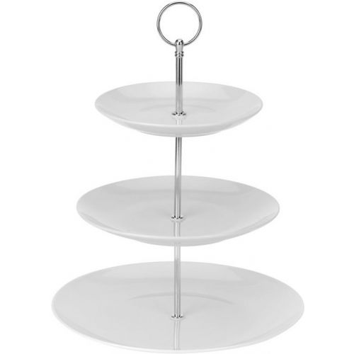 Podnos - etažérka 3-poschodový porcelánový biely