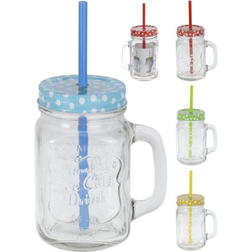 Pohár s viečkom, s uchom a slamkou, 400ml