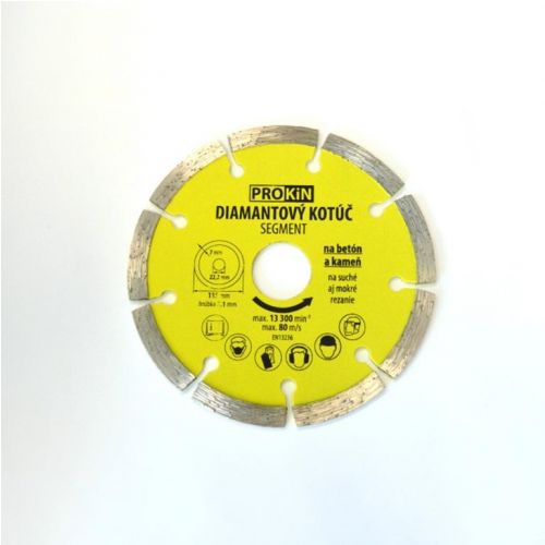 Diamantový kotúč PROKIN, priemer 115x22,23mm, SEGMENT