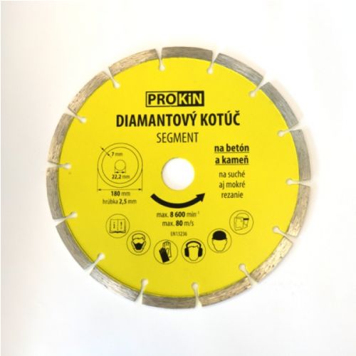 Diamantový kotúč PROKIN, 180x22,23mm, SEGMENT