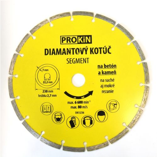 Kotúč diamantový, priemer 230x22,23mm SEGMENT PROKIN