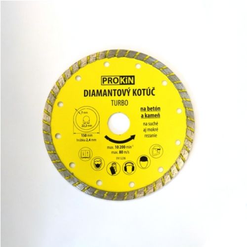 Kotúč diamantový, priemer 150x22,23mm, TURBO PROKIN 