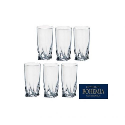 Sklenený pohár na vodu long, objem 350ml, 6ks sada, QUADRO BOHEMIA