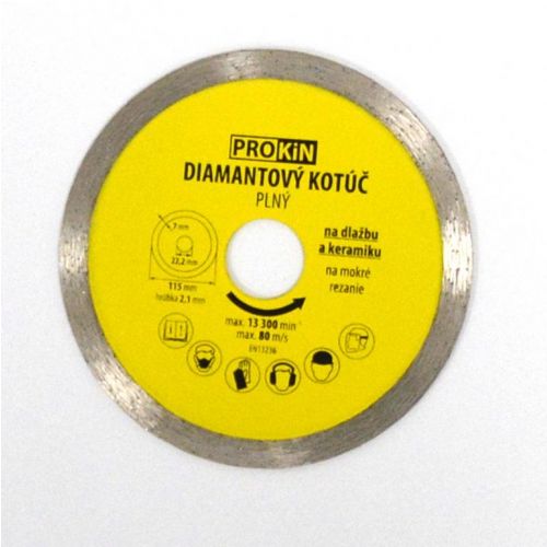Kotúč diamantový plný, priemer 115, 23mm, PROKIN