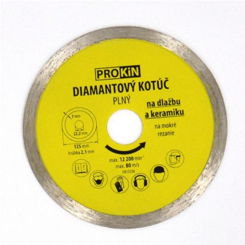 Diamantový kotúč, plný, priemer 125x22,23mm, PROKIN