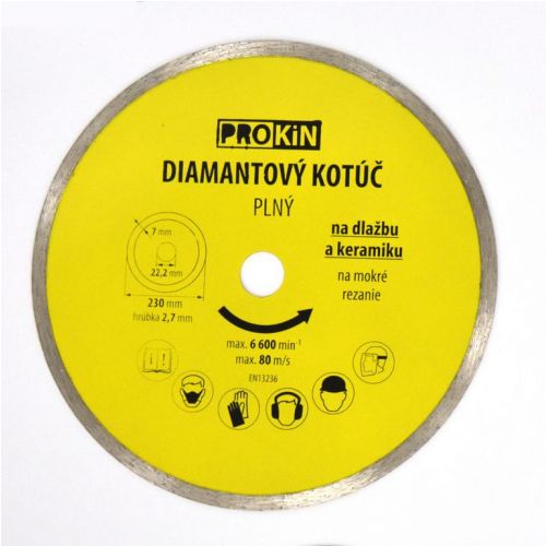 Diamantový kotúč PROKIN plný, priemer 230x22,23mm