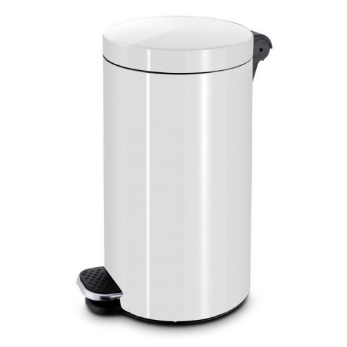 Kôš na odpad nášľapný 30L, oceľový, biely