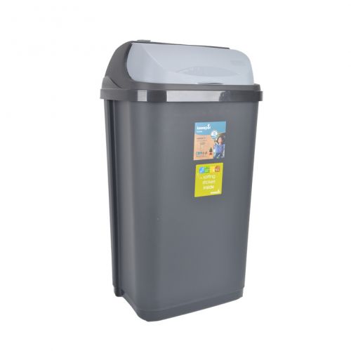 Kôš na odpad zasúvací, 50L, plastový, RASMUS, grafit