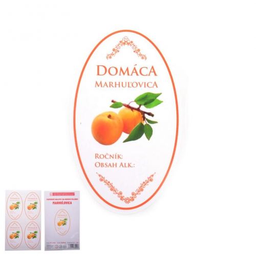 Samolepka DOMÁCA MARHUĽOVICA ovál biela, 16 ks etikiet