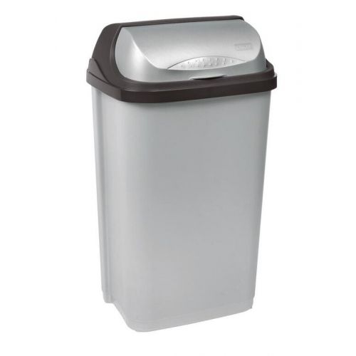 Kôš na odpad zasúvací 50l, plastový, RASMUS roll top, sivý