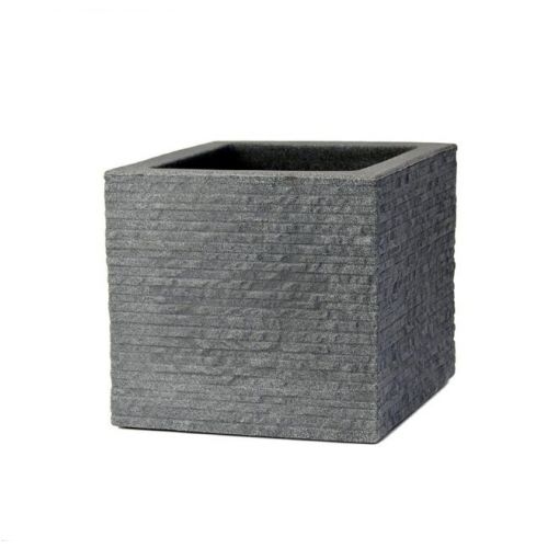 Kvetináč plastový, dĺžka strany 40cm, TEGULA, imitácia kameňa, sivý