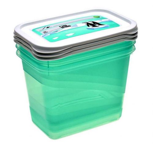 Dóza plastová, MAGIC ICE/POLAR, sada 3ks, objem 1L, 15,5x10,5x11,5cm, obdĺžnik