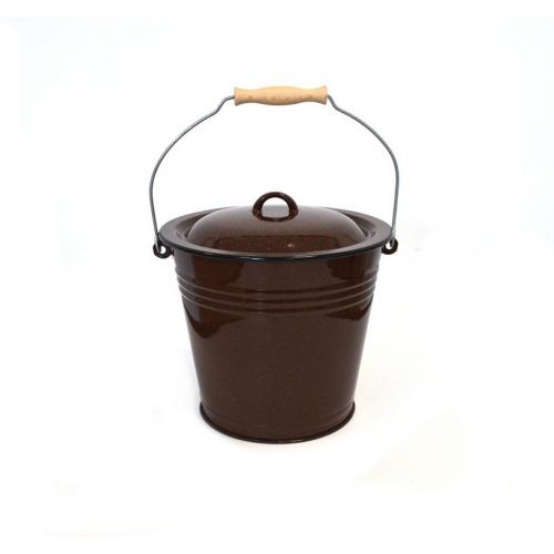 Vedro smaltované 10l /28cm s pokrievkou hnedé, bez dekoru