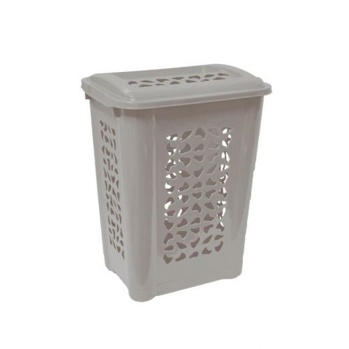 Kôš na špinavé prádlo, plastový, 60L, HAMPER, sivý