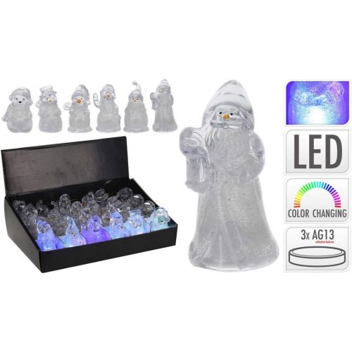 Postavička Santa/snehuliak/medveď/tučniak LED 4x4x8,5 cm mix