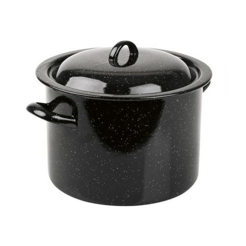 Smaltovaný hrniec s pokrievkou 32 cm, objem 21L, čierny, prskaný